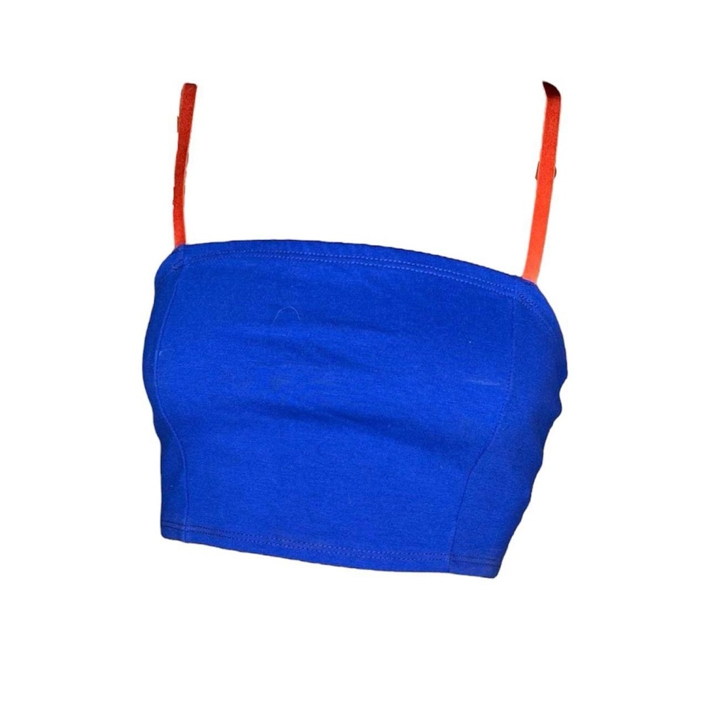 Blue Crop Top with Orange Straps